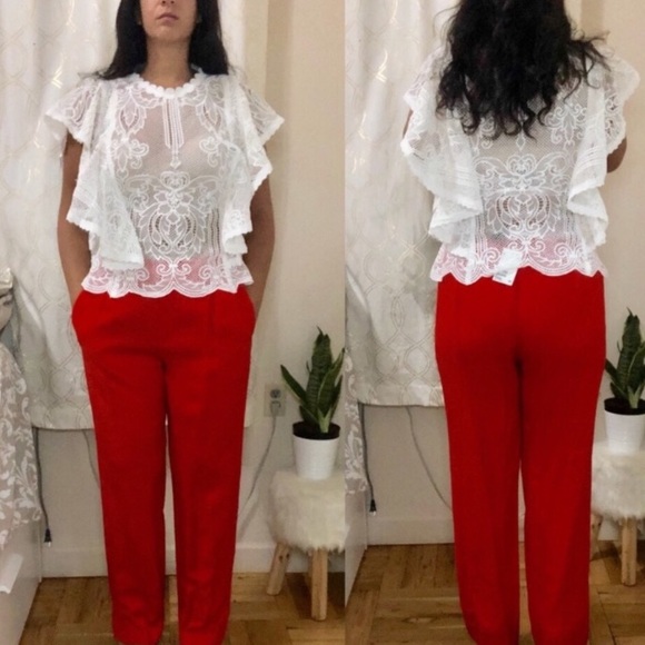 Beautiful Ruffle short sleeve Lace top - Picture 5 of 6